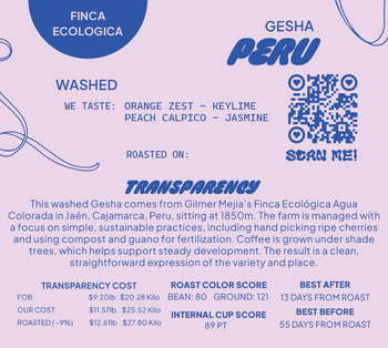 Peru Finca Ecológica Gesha Washed