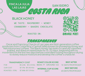 COSTA RICA SAN ISIDRO LAS LAJAS BLACK HONEY