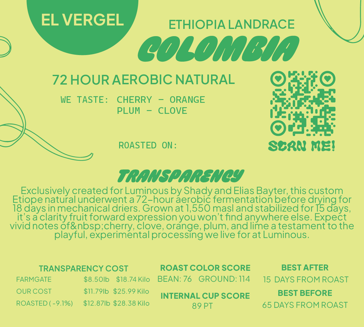 Colombia 72hr Aerobic Natural Ethiopia Landrace