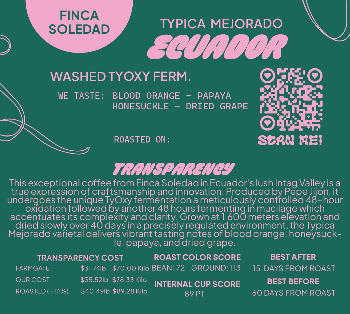 Ecuador Typica Washed TyOxy - Finca Soledad
