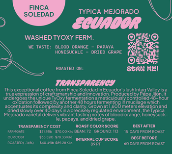 Ecuador Typica Washed TyOxy - Finca Soledad